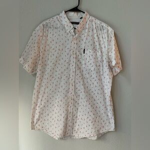 Ben Sherman Summer Birds Cotton Casual Button Down Short Sleeve Shirt (Size XXL)